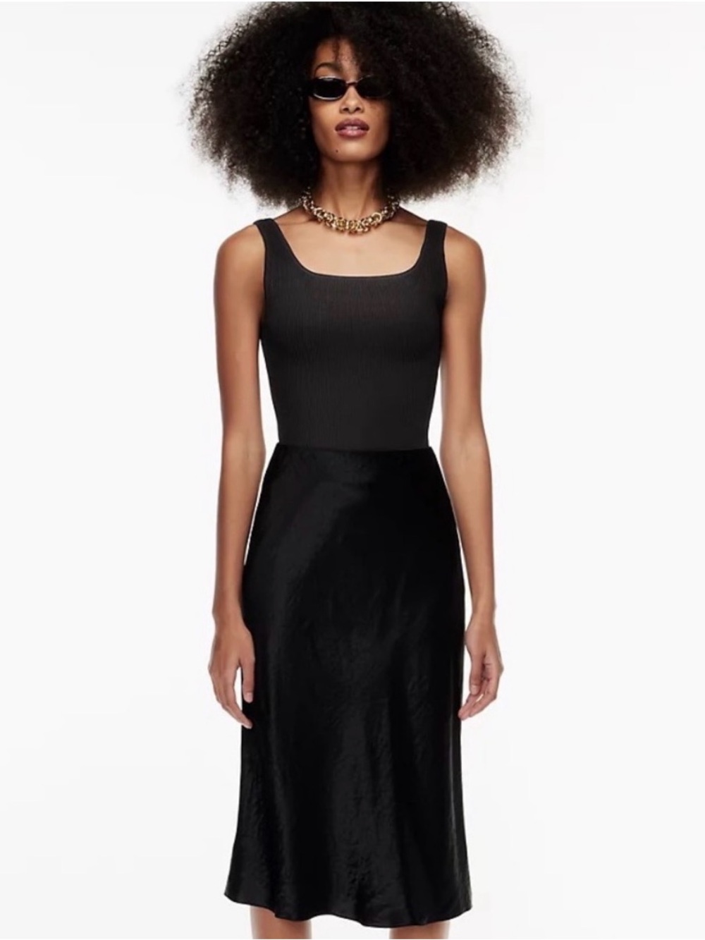 Babaton Aritzia Square Neck Sculpt Knit tank top in black Large